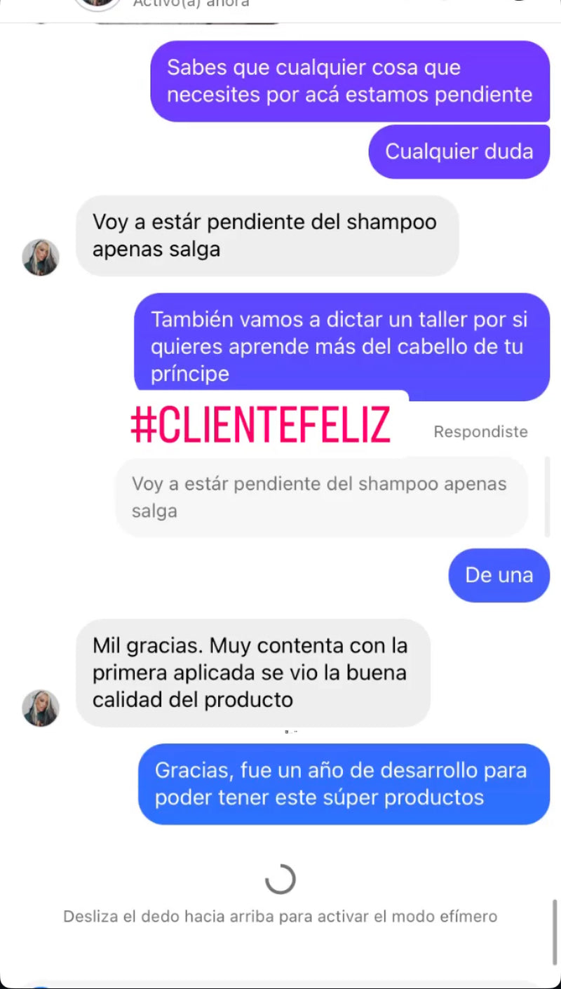 Mensaje de una clienta contando su progreso entre enero y abril.