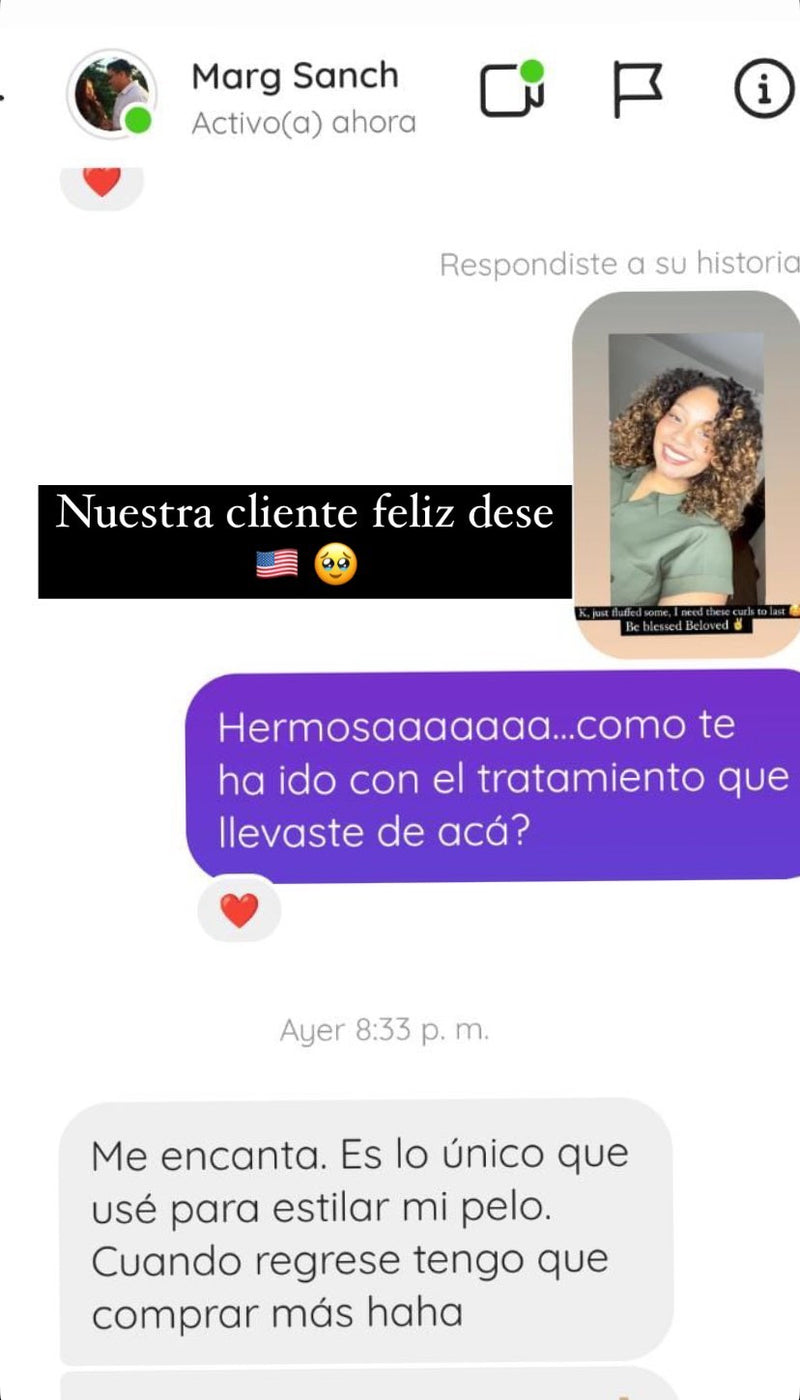 Mensajes de una clienta con textura 3: la crema no es pesada ni oleosa, es perfecta.