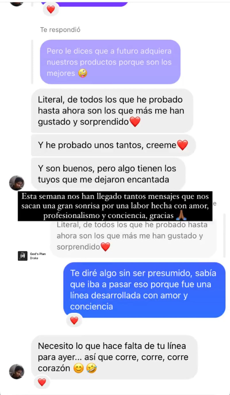 Historia de Instagram de un cliente con el kit y el aceite: pruébenlo, no se arrepienten.